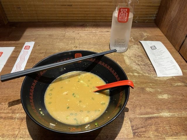 My ramen bowl with nothing left but the soup
